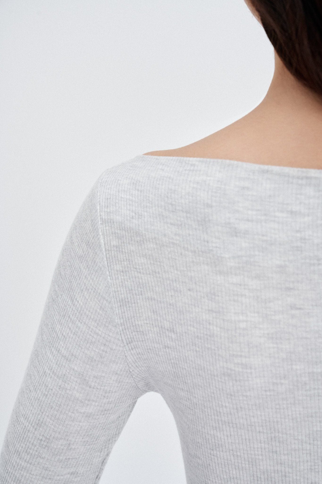  Grey Boat Neck Top 