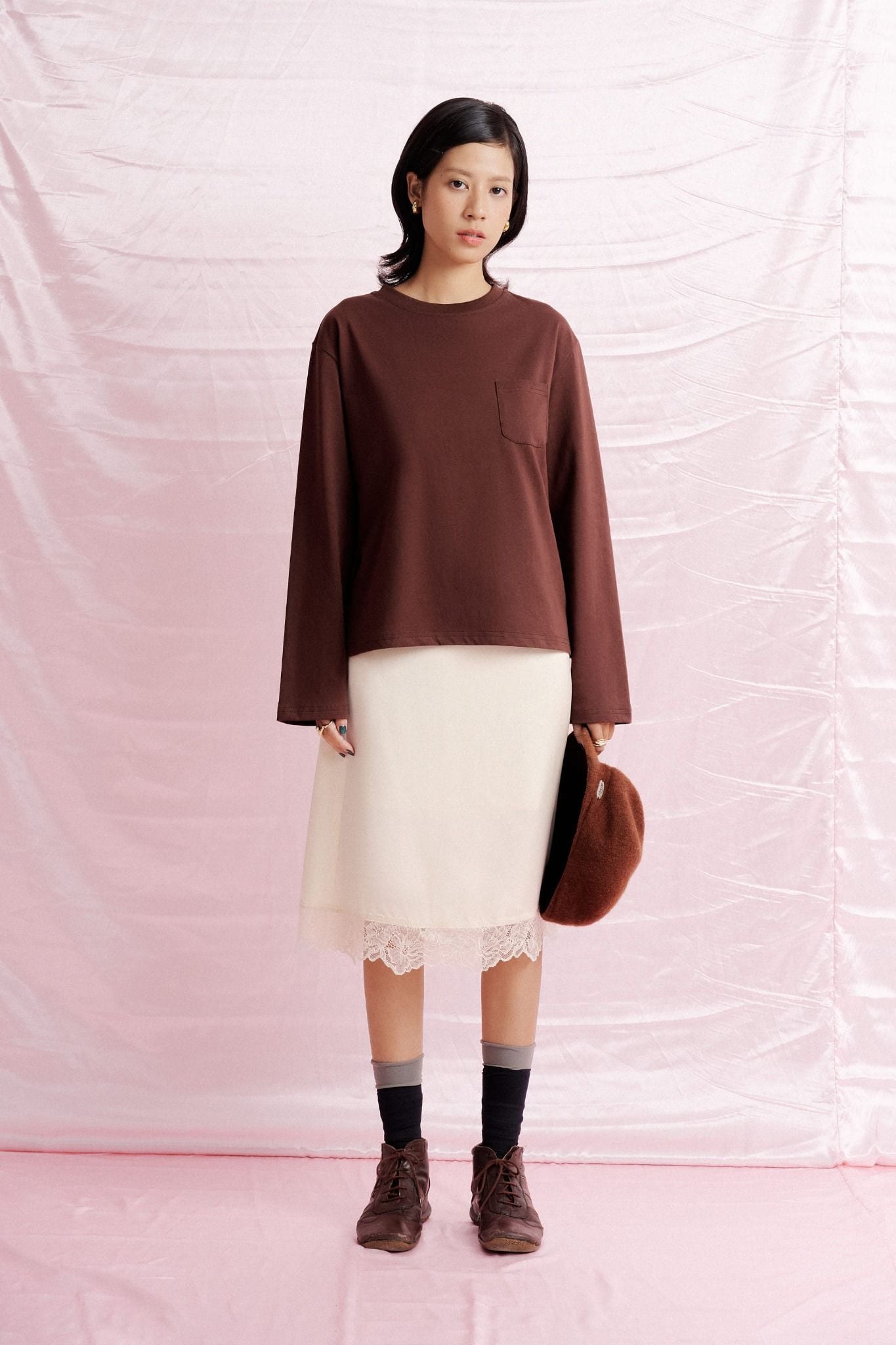  Brown Long Sleeve T-shirt 
