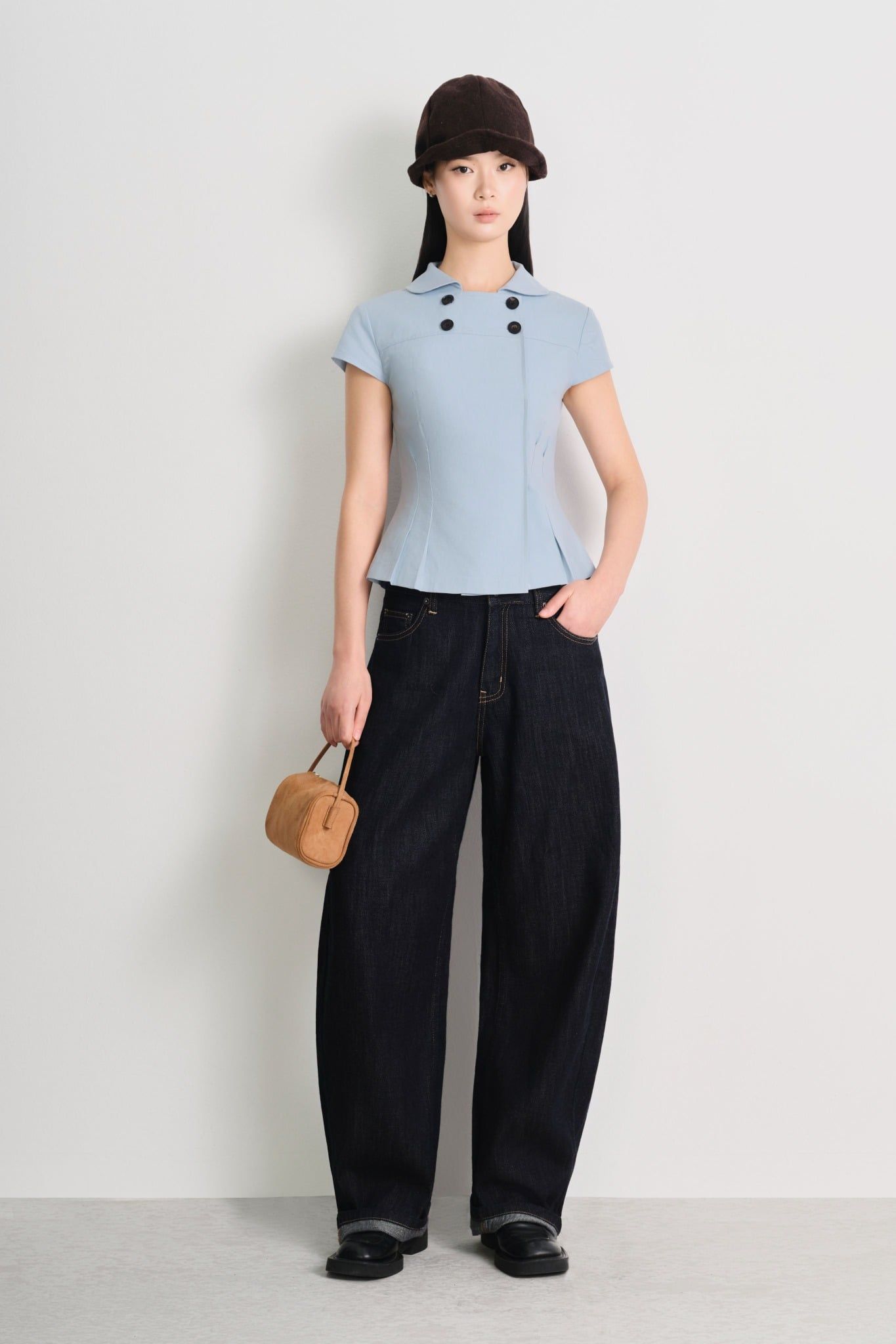  Áo kiểu - Curved Panel Button Top - LIBÉ 7572 