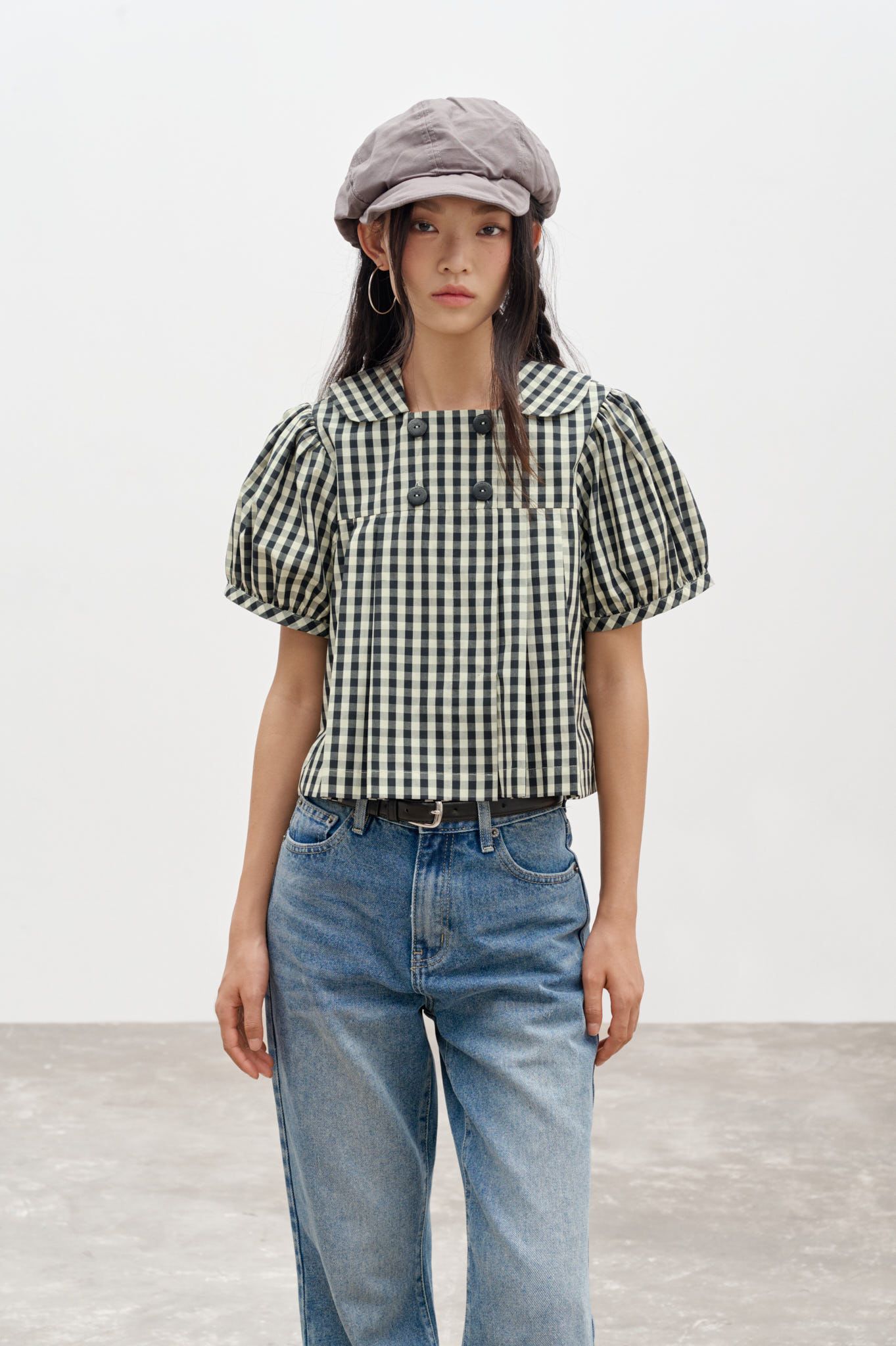  Gingham Babydoll Top 