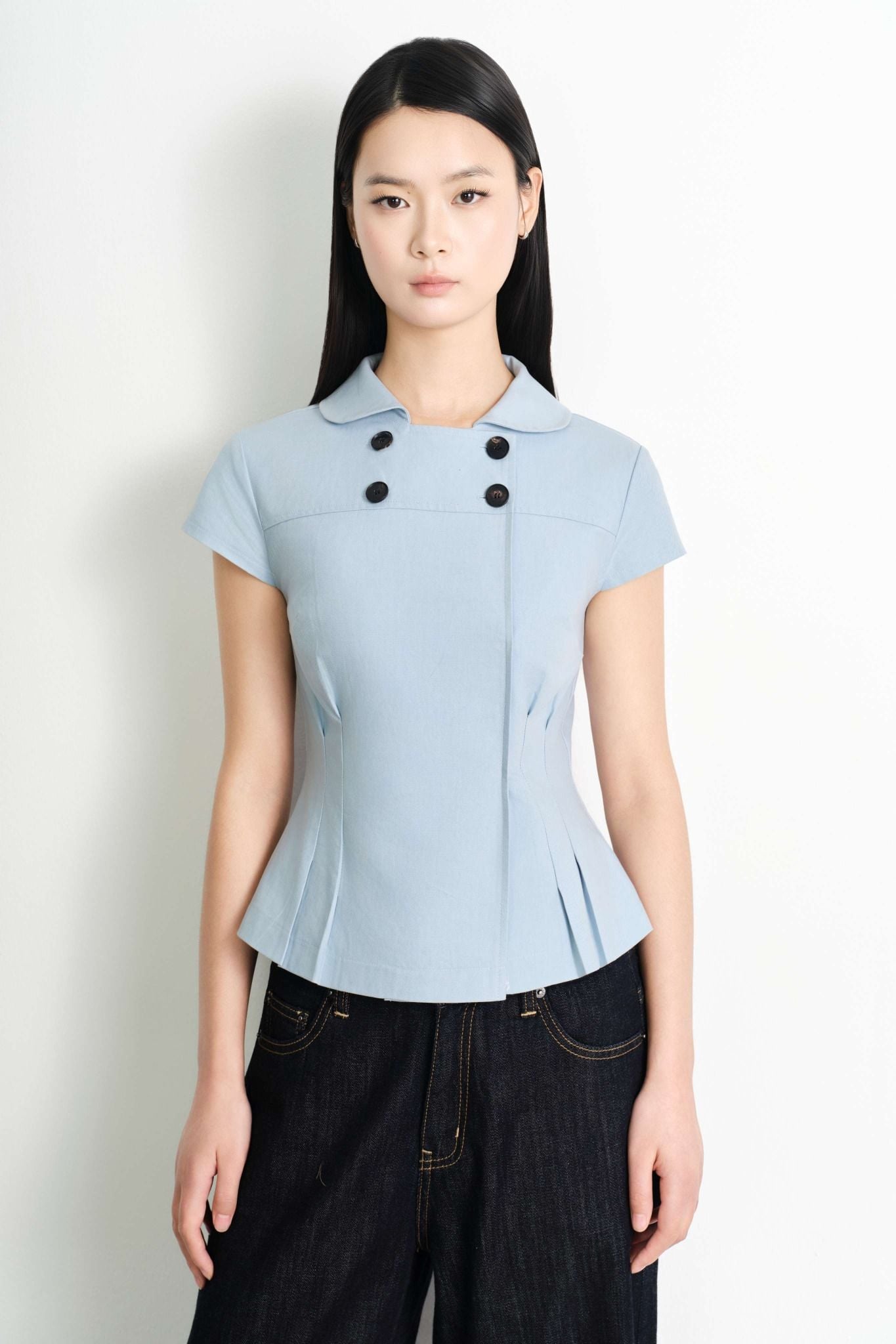  Áo kiểu - Curved Panel Button Top - LIBÉ 7572 
