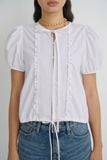  White Boxy Ruffle Top 