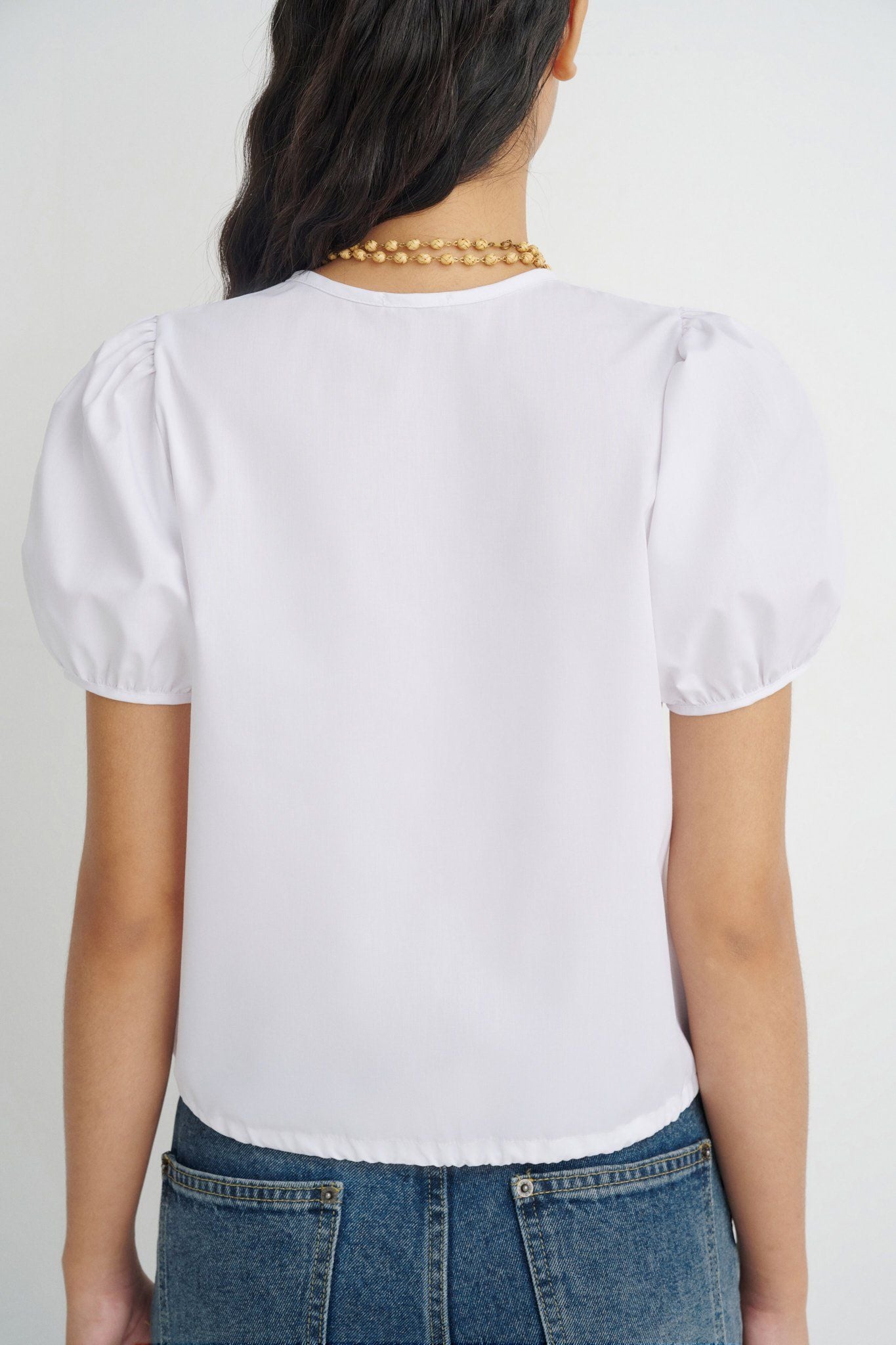  White Boxy Ruffle Top 
