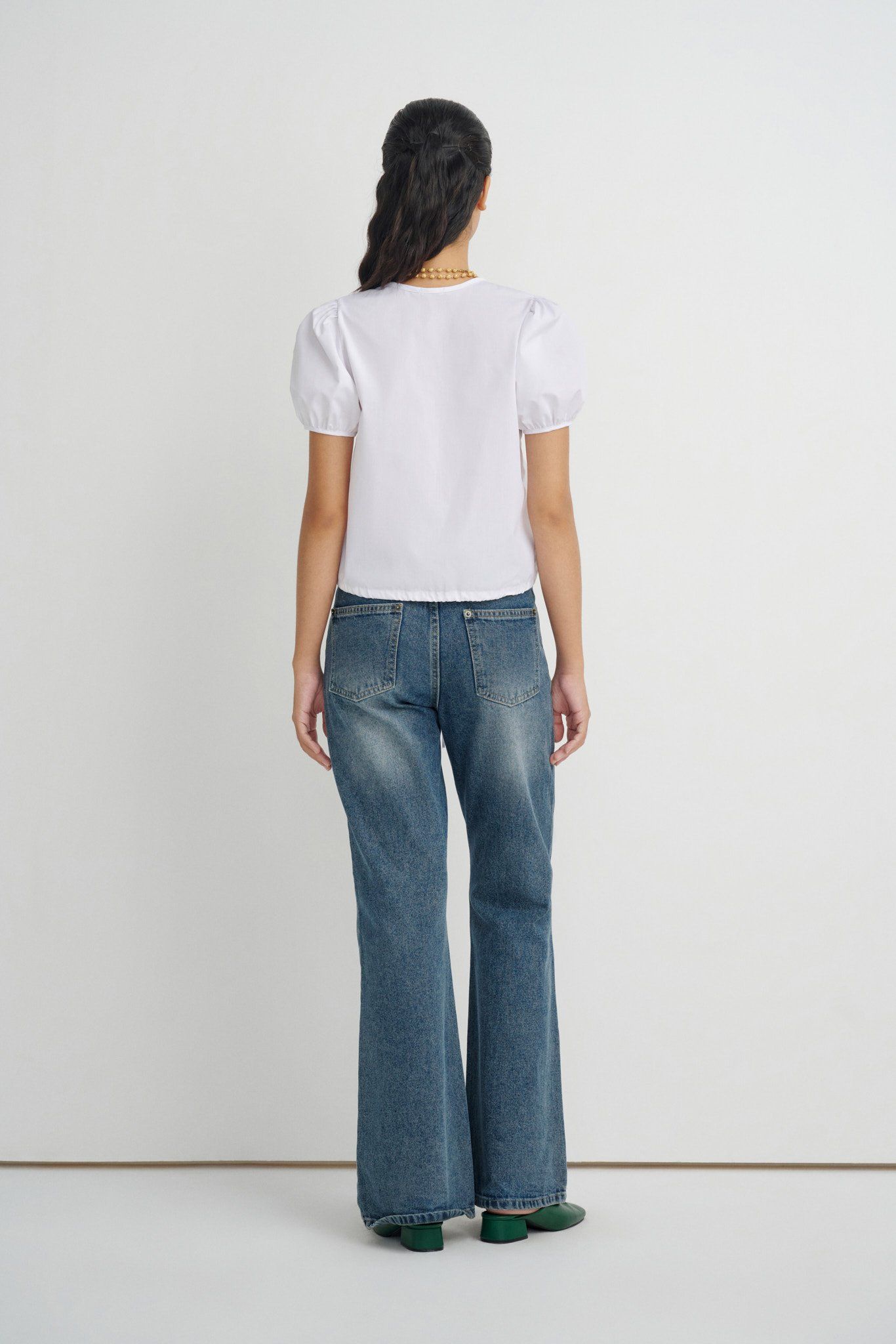  White Boxy Ruffle Top 