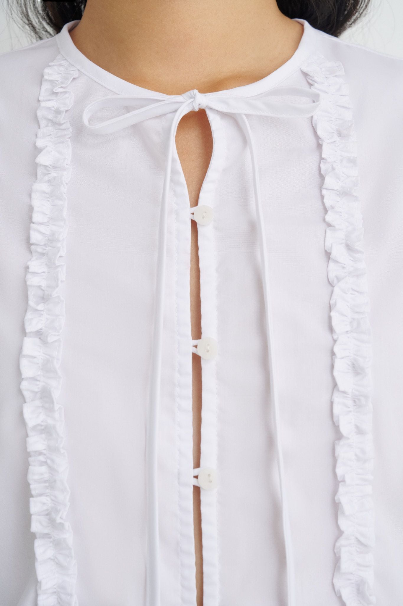  White Boxy Ruffle Top 