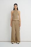  Striped Brown Straight Leg Trousers 