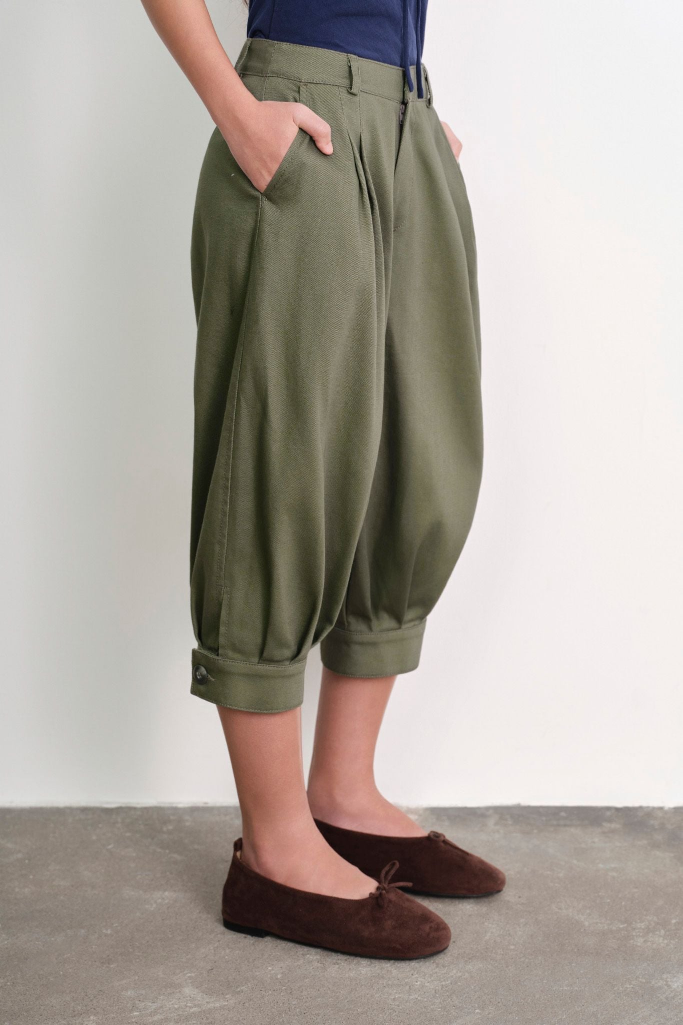  Cuffed Balloon Pants - Green 