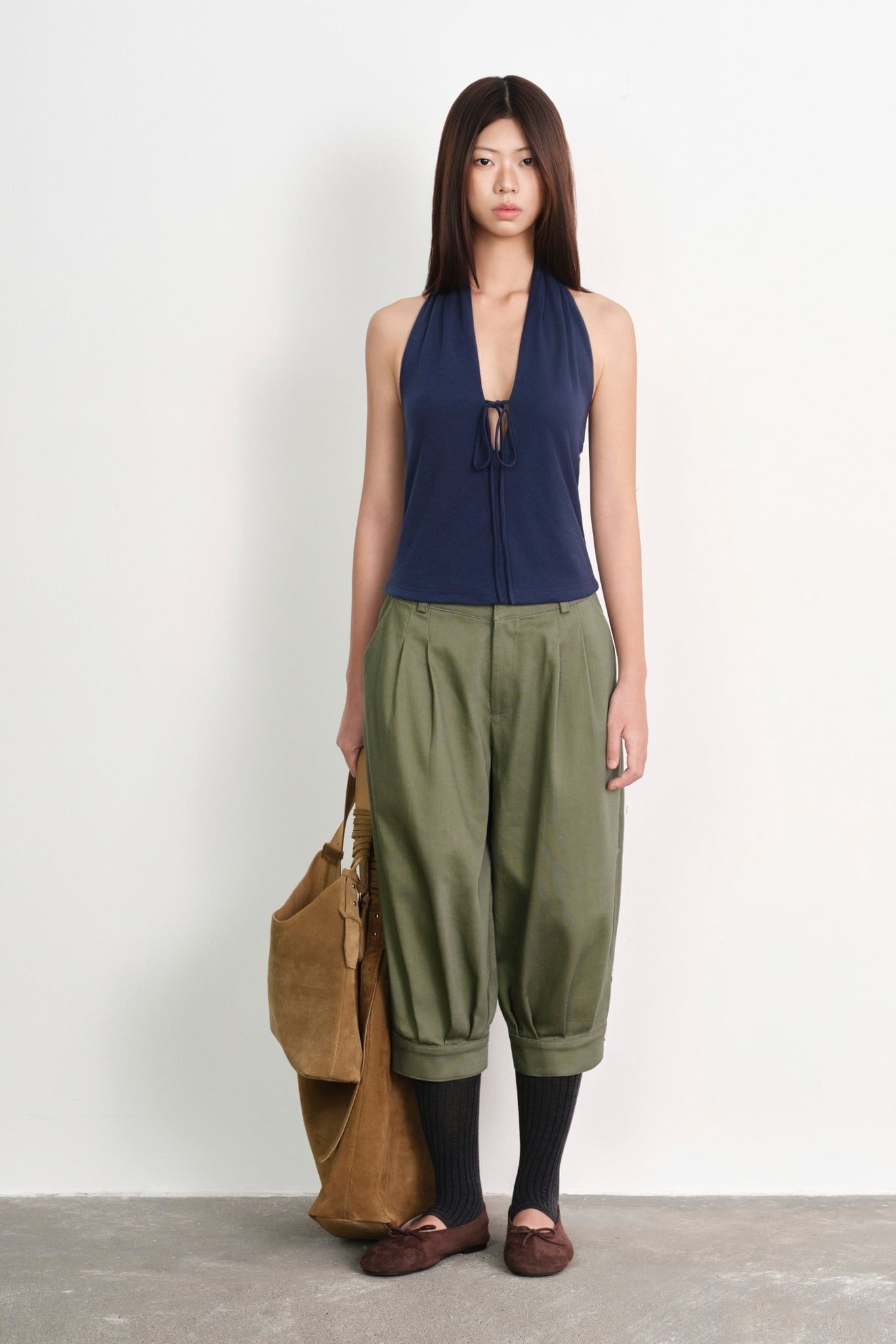 Cuffed Balloon Pants - Green