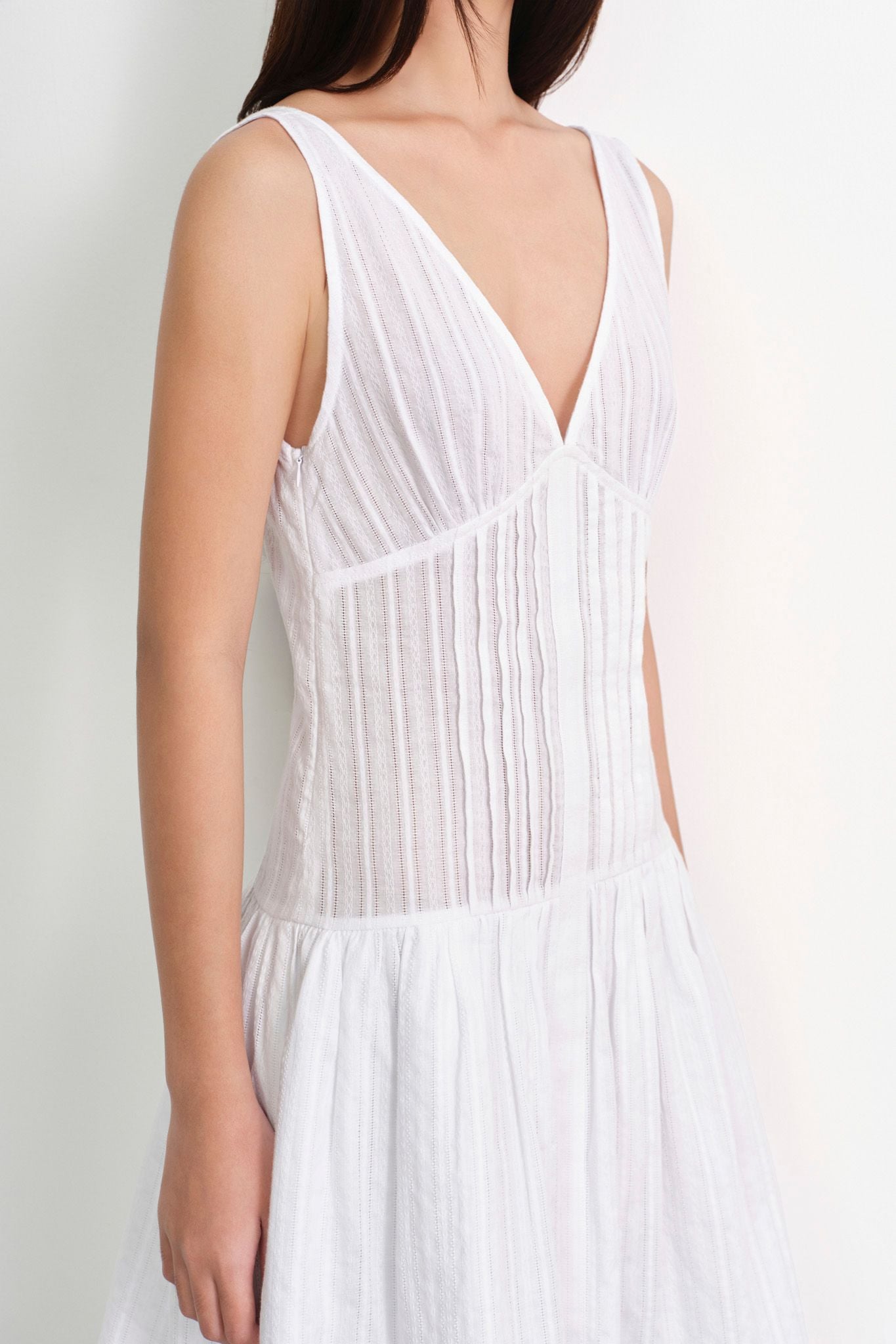  V-neck Mini Dress - White 