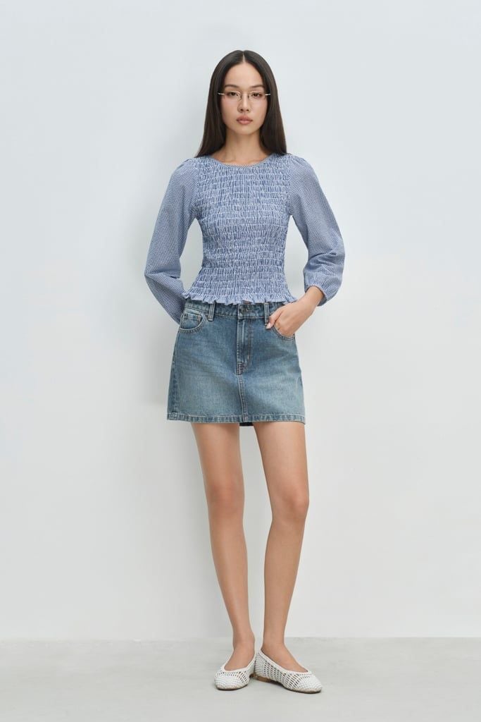  Váy ngắn - Medium Blue High Denim Mini Skirt - LIBÉ 7584 