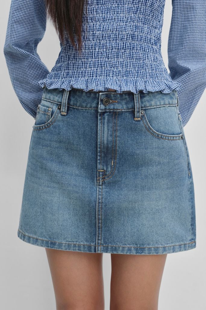  Váy ngắn - Medium Blue High Denim Mini Skirt - LIBÉ 7584 