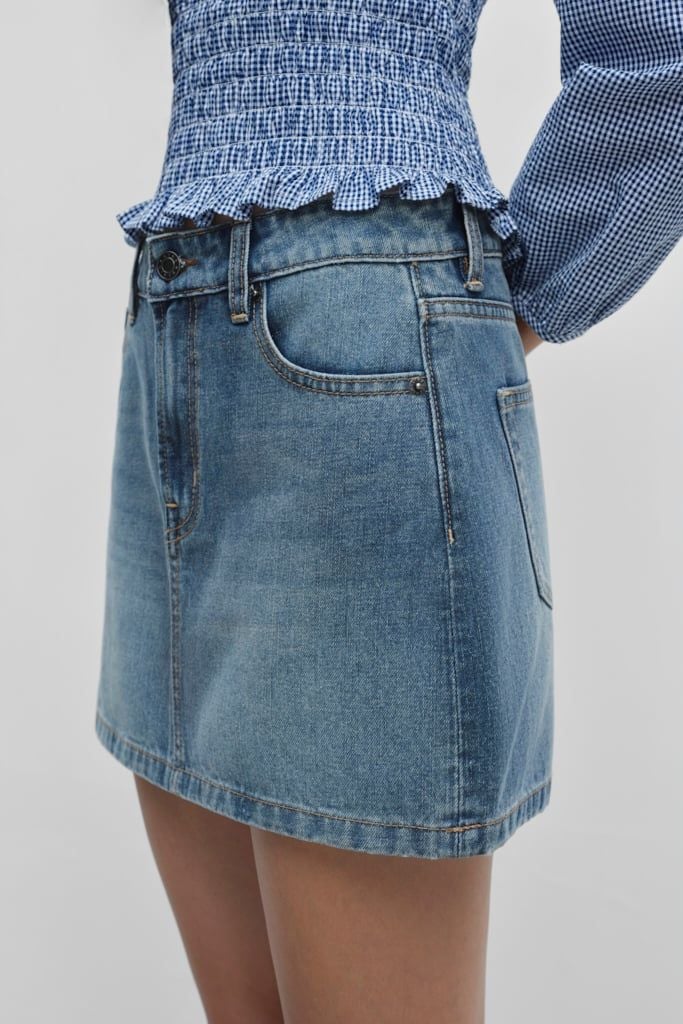  Váy ngắn - Medium Blue High Denim Mini Skirt - LIBÉ 7584 