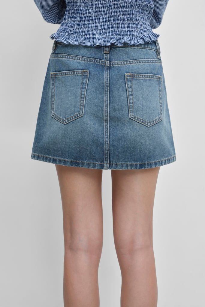  Váy ngắn - Medium Blue High Denim Mini Skirt - LIBÉ 7584 