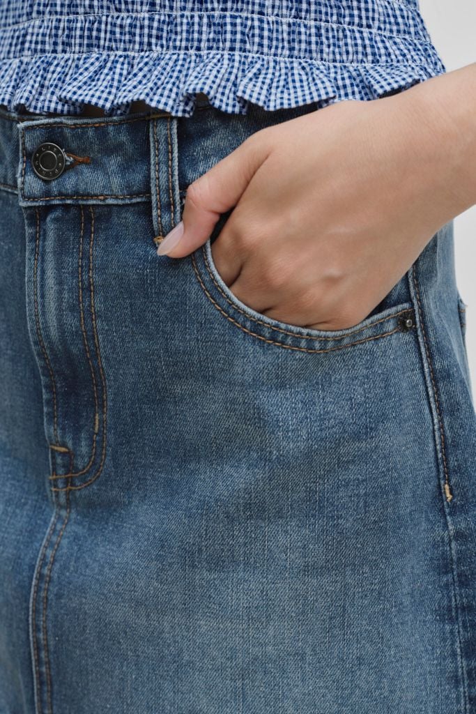  Váy ngắn - Medium Blue High Denim Mini Skirt - LIBÉ 7584 