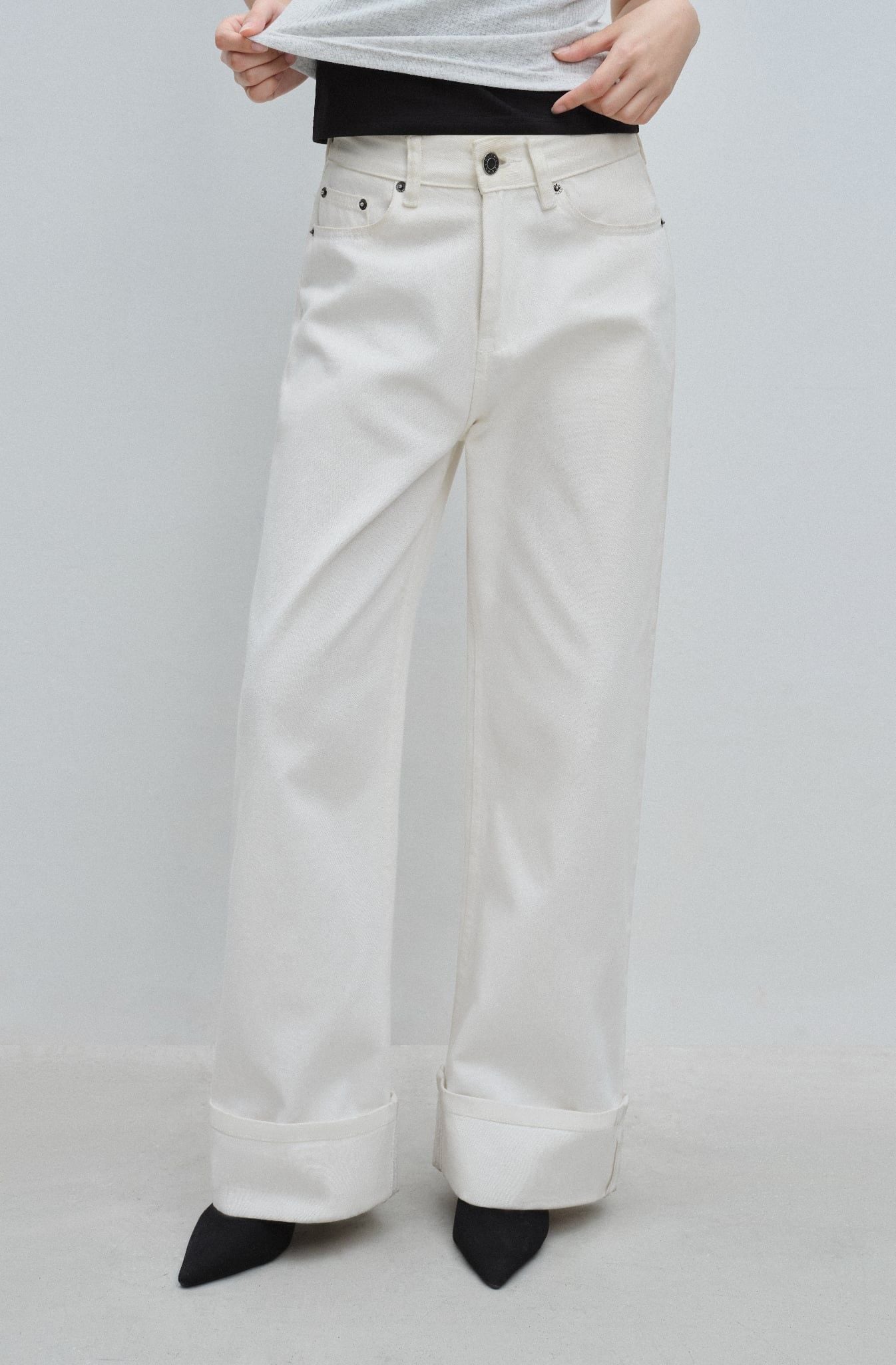  Quần Jeans ống thẳng - White Straight Leg Jeans - LIBÉ 7181 