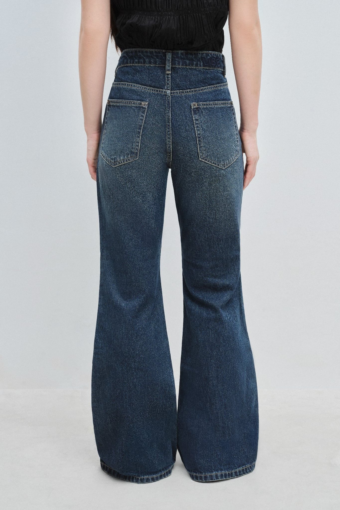  Quần Jeans ống rộng - Medium Blue High Waisted Wide Leg Jeans - LIBÉ 6321 
