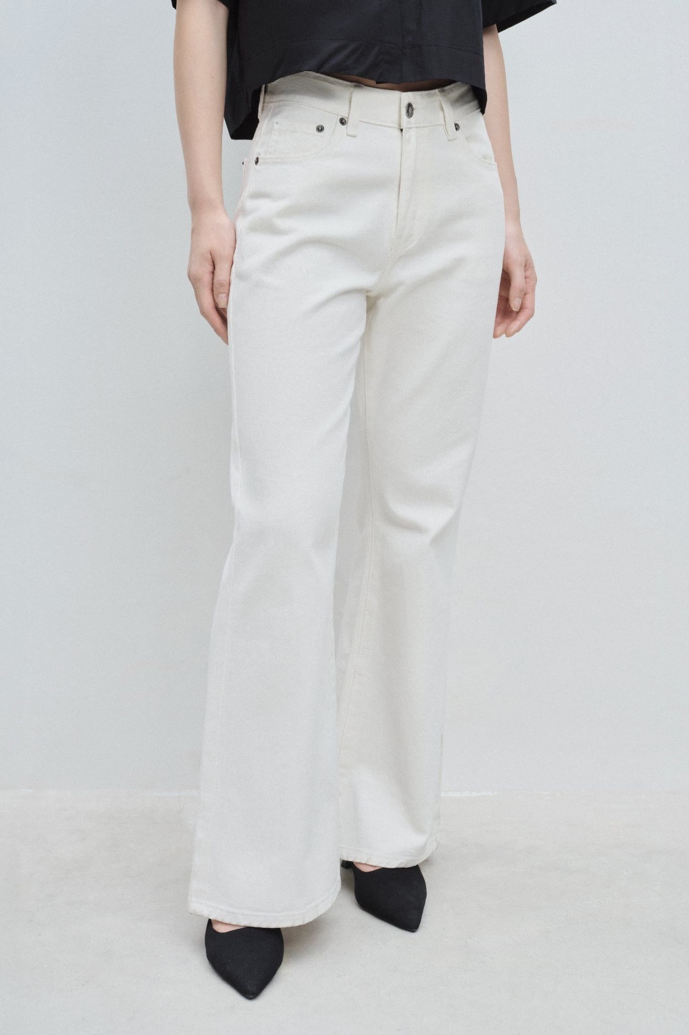  Quần Jeans ống loe - White Flared Denim Jeans - LIBÉ 7223 