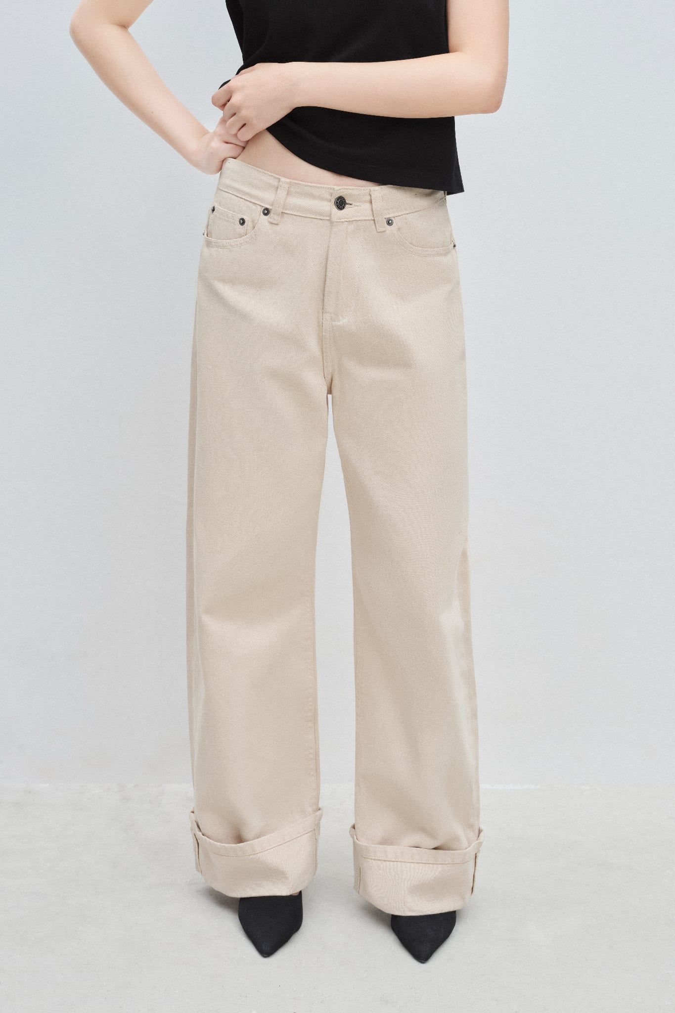  Quần Jeans ống thẳng - Cream Straight Leg Jeans - LIBÉ 7182 