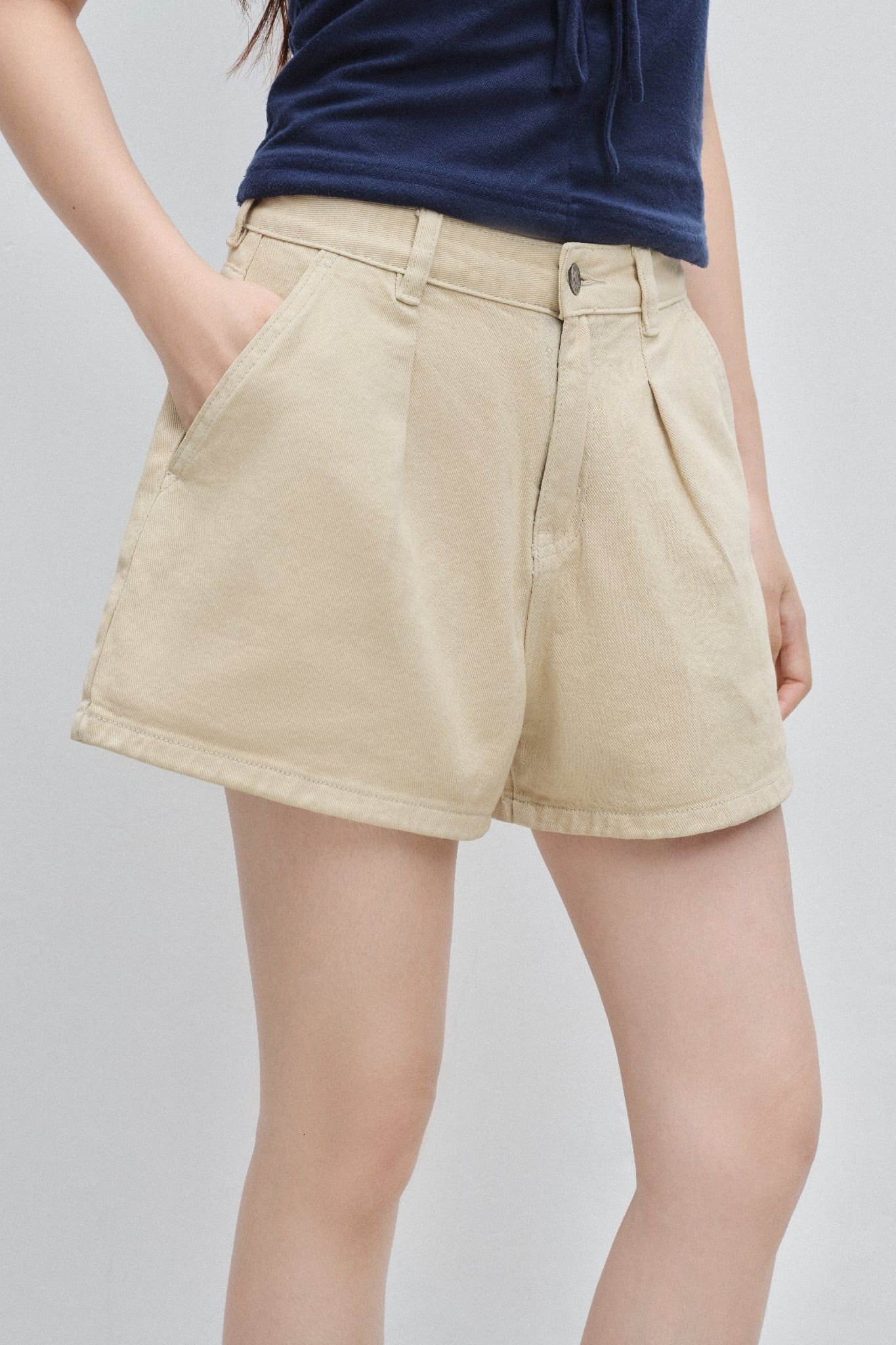  Quần ngắn - Beige Denim Shorts - LIBÉ 7344 