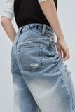  Quần Jeans ống rộng - Light Blue Ripped Jeans - LIBÉ 6885 