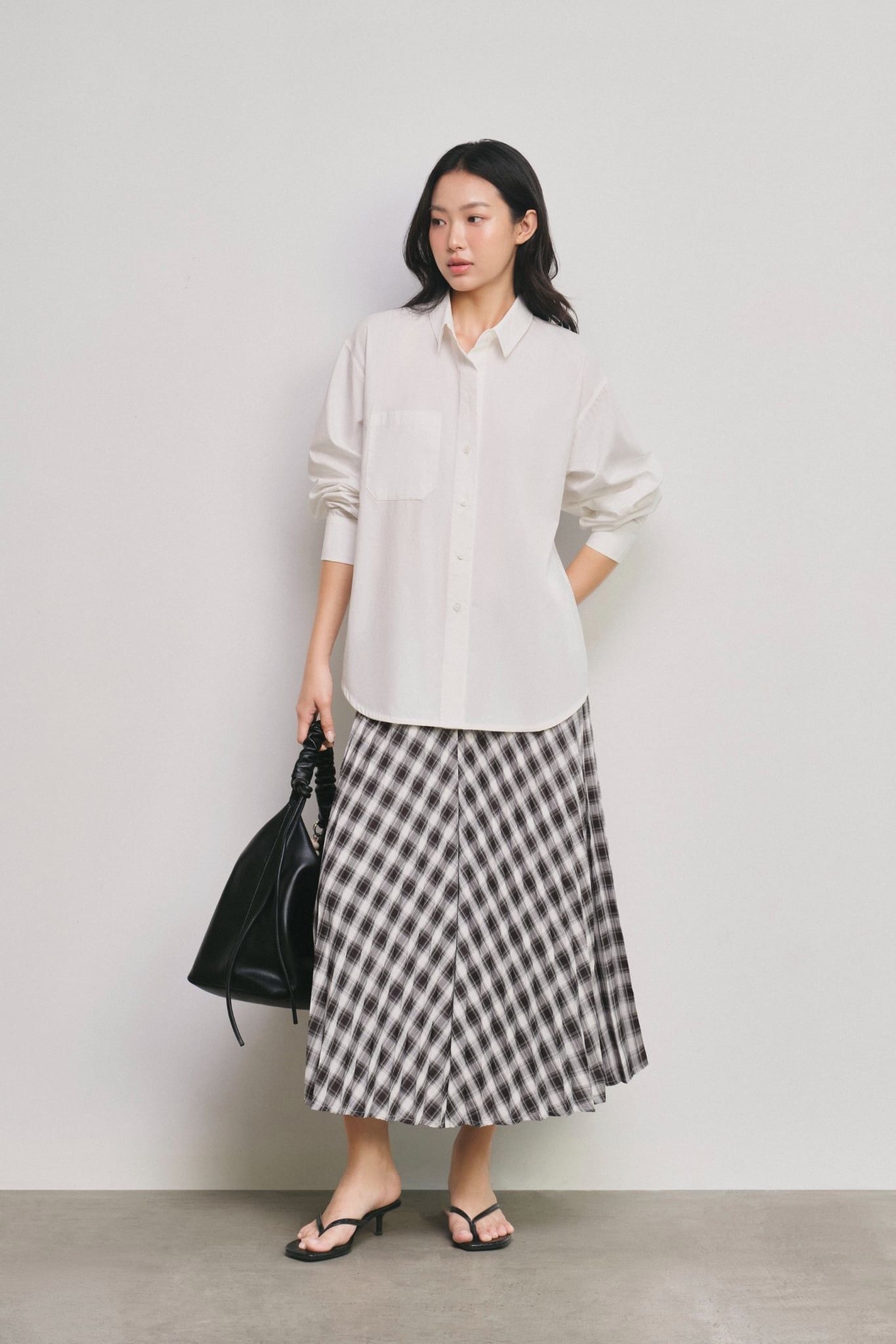  Váy lửng - Checked Pleated Midi Skirt - LIBÉ 7299 