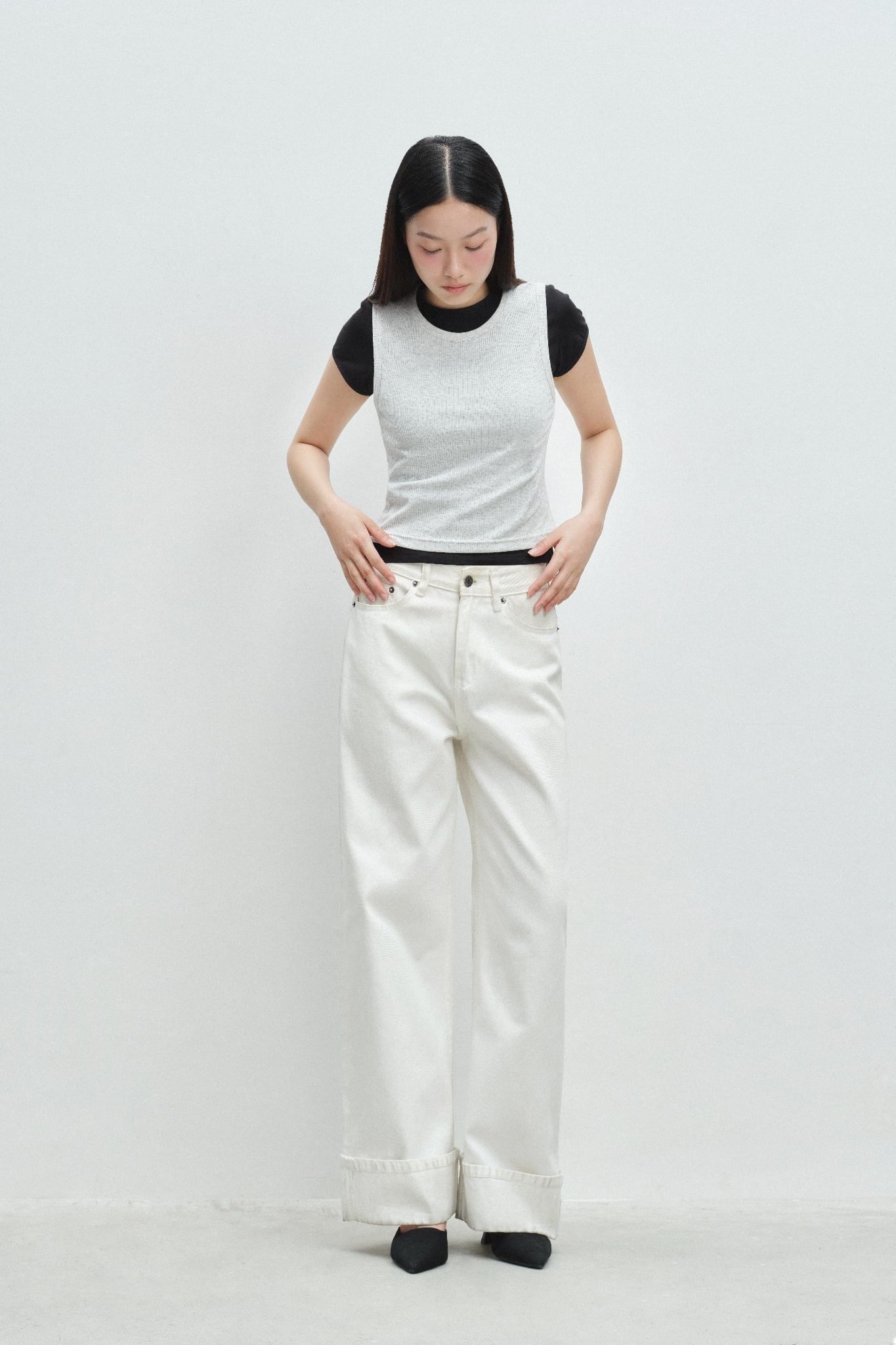  Quần Jeans ống thẳng - White Straight Leg Jeans - LIBÉ 7181 