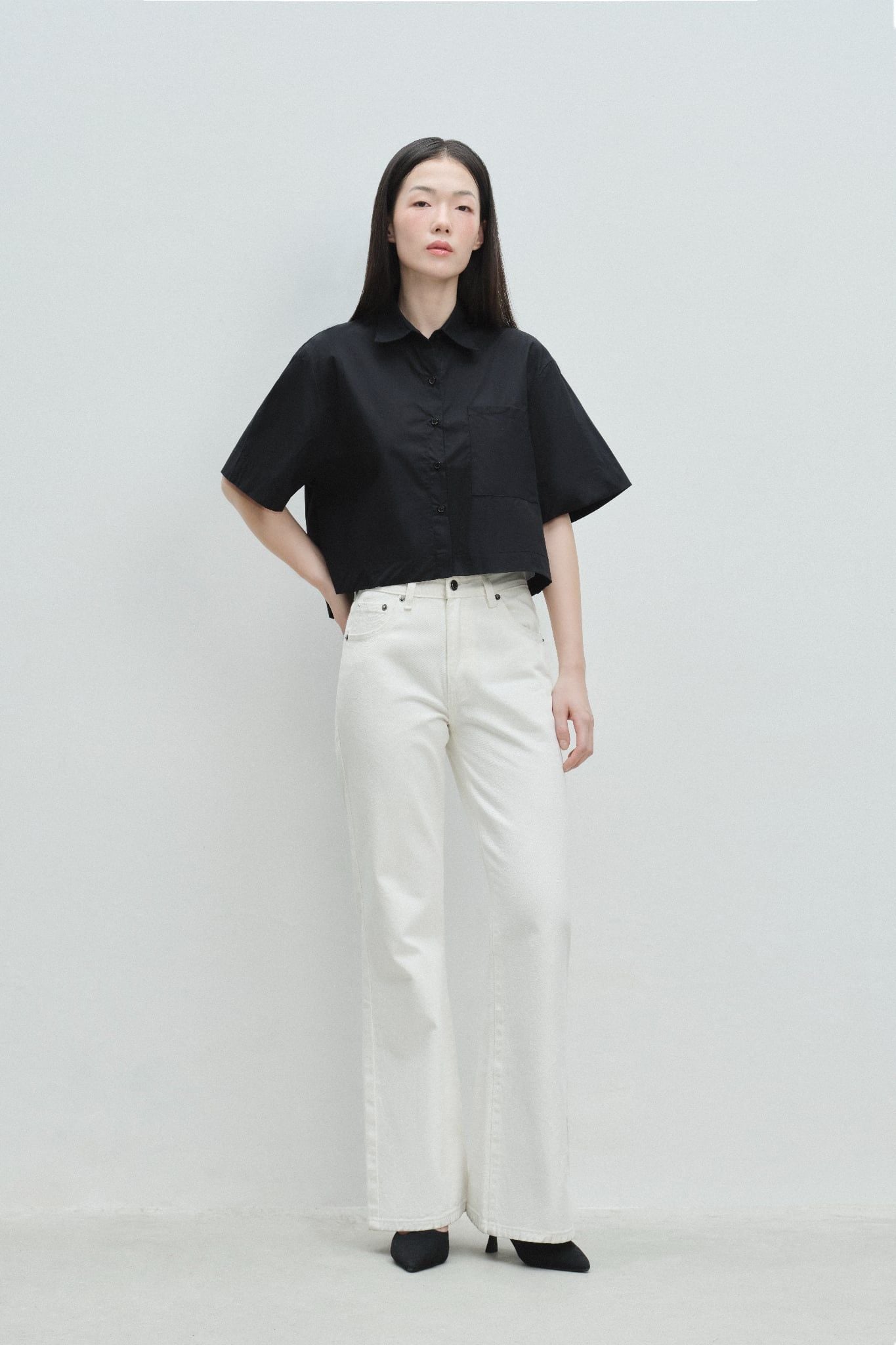  Quần Jeans ống loe - White Flared Denim Jeans - LIBÉ 7223 