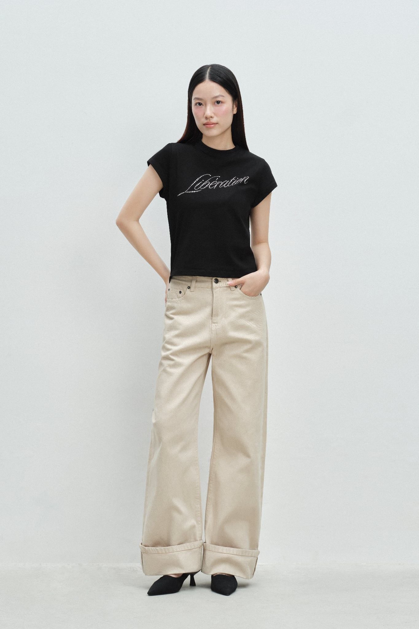 Quần Jeans ống thẳng - Cream Straight Leg Jeans - LIBÉ 7182 