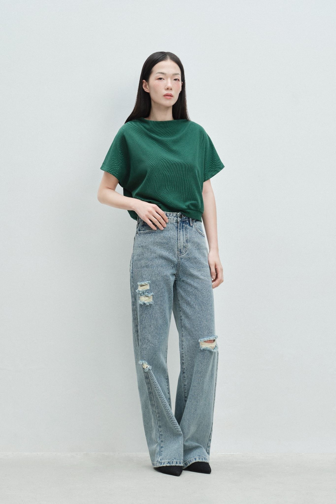  Áo kiểu - Turtleneck Top - Green - LIBÉ 7382 