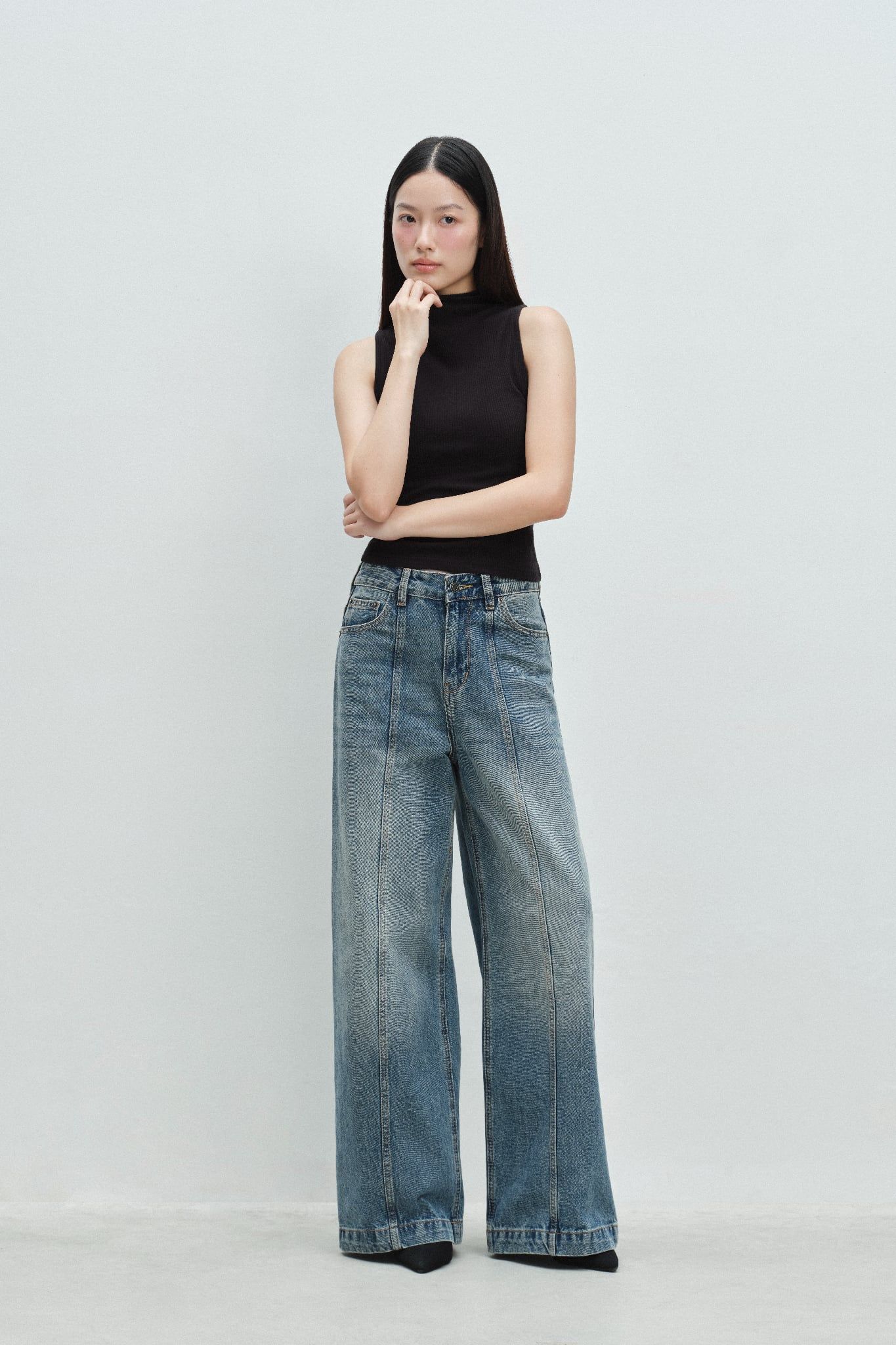  Áo kiểu - Black Mock Neck Top - LIBÉ 7476 