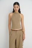  Striped Halter Neck Top - Brown 