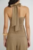  Striped Halter Neck Top - Brown 