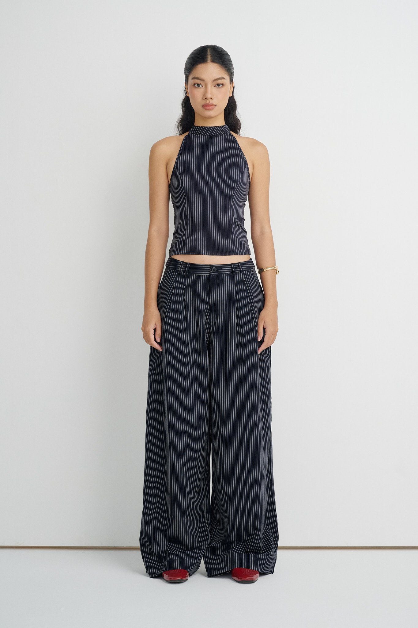  Striped Straight Leg Trousers 