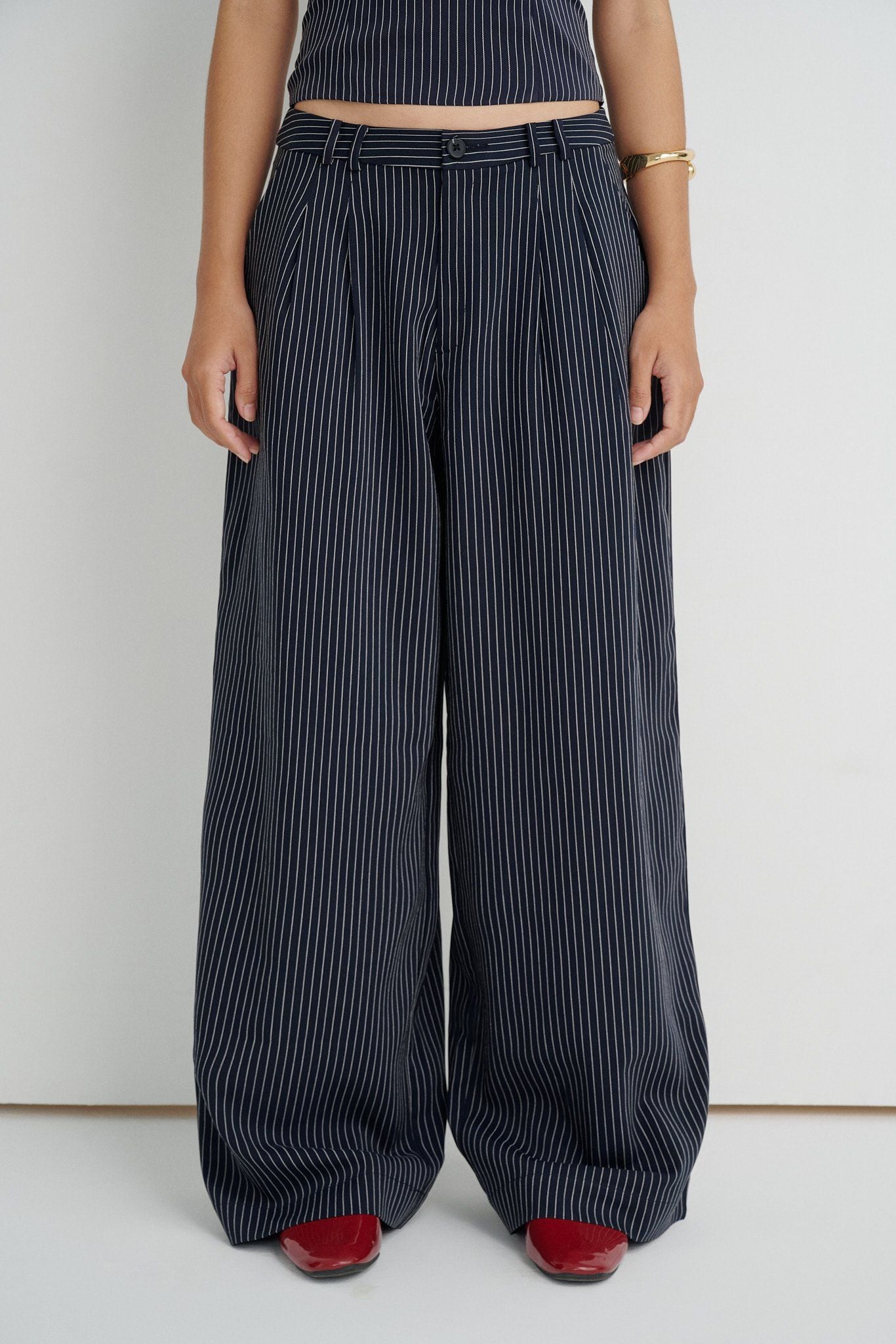  Striped Straight Leg Trousers 