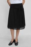  Váy lửng - Black Overlap Mid-length Skirt - LIBÉ 7563 