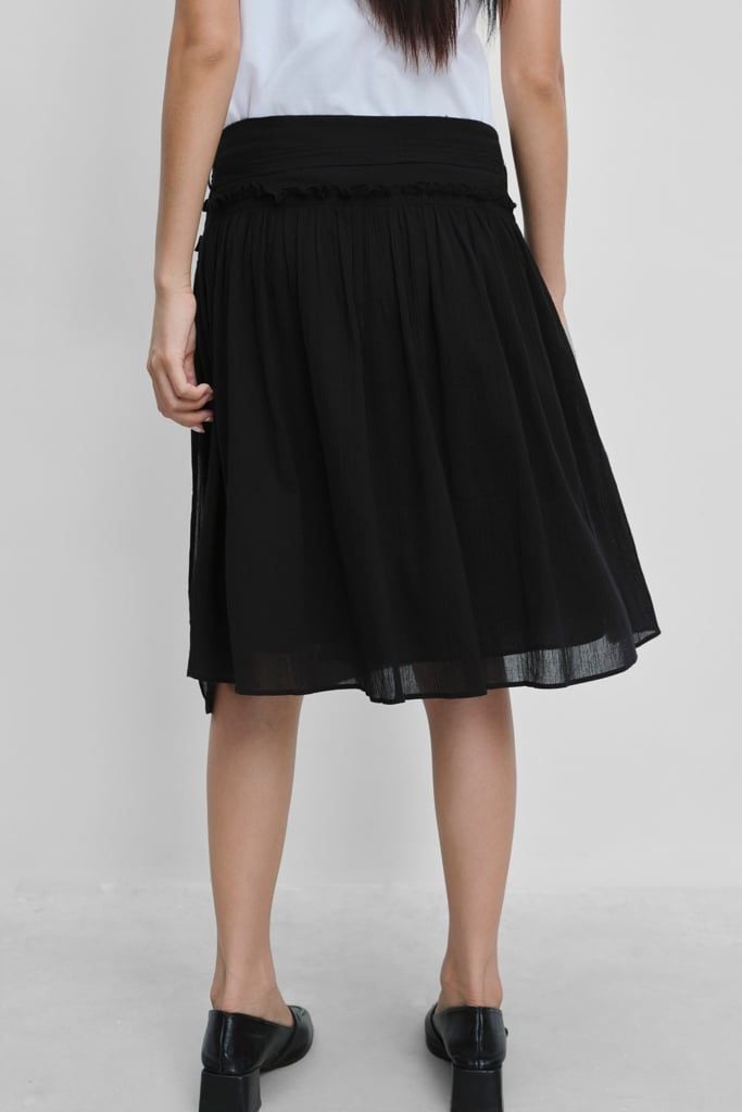 Váy lửng - Black Overlap Mid-length Skirt - LIBÉ 7563 