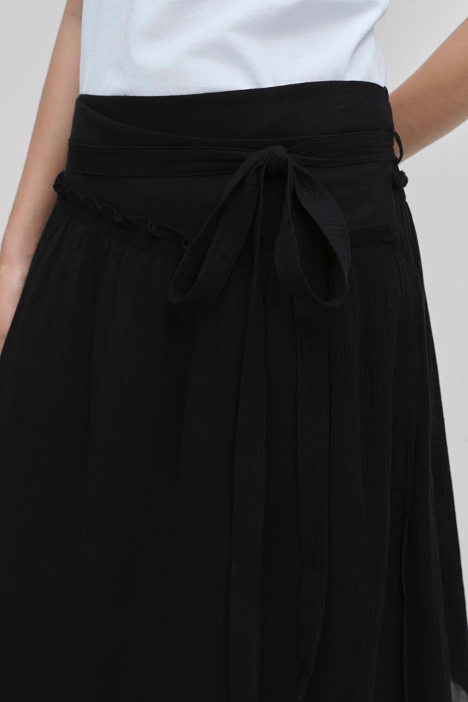  Váy lửng - Black Overlap Mid-length Skirt - LIBÉ 7563 