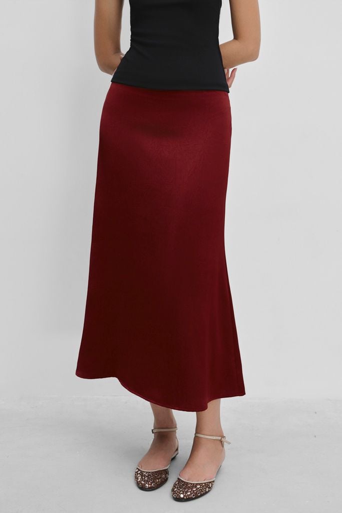  Váy lửng - Red Flared Midi Skirt - LIBÉ 7653 