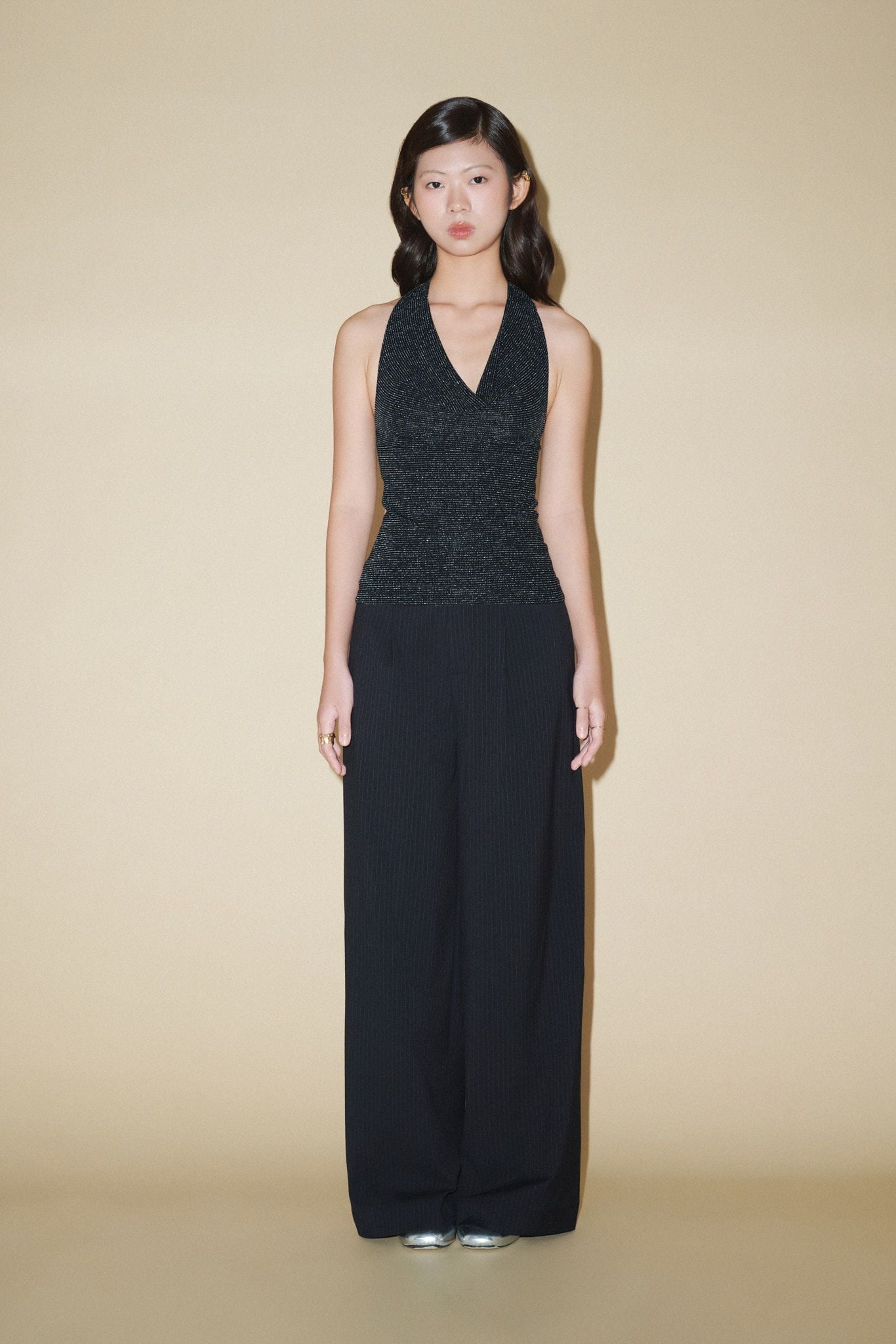  Striped Wide Leg Trousers 