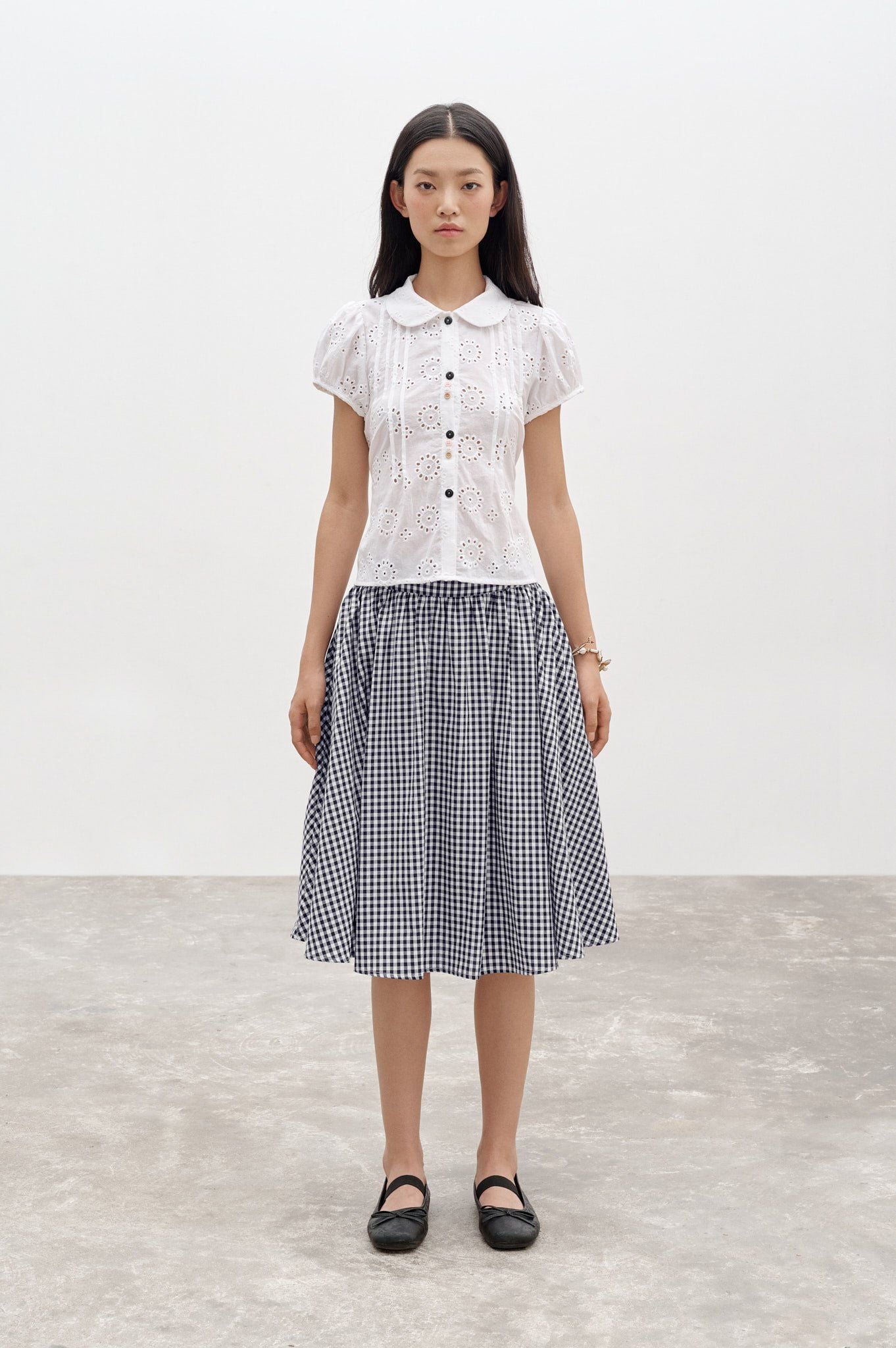  Gingham Mid-length Skirt 