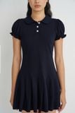  Navy Pleated Mini Dress 