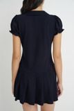  Navy Pleated Mini Dress 