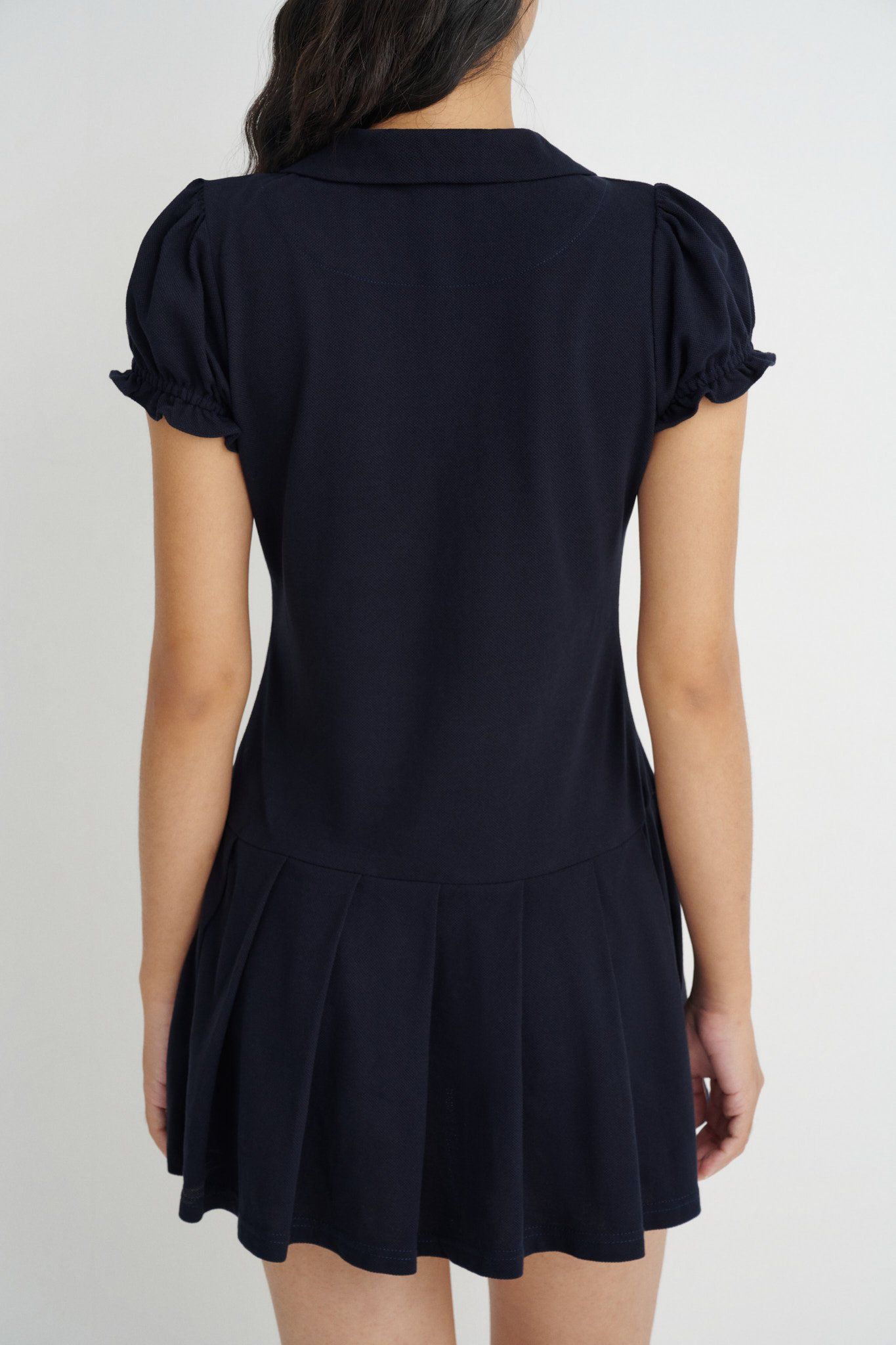  Navy Pleated Mini Dress 