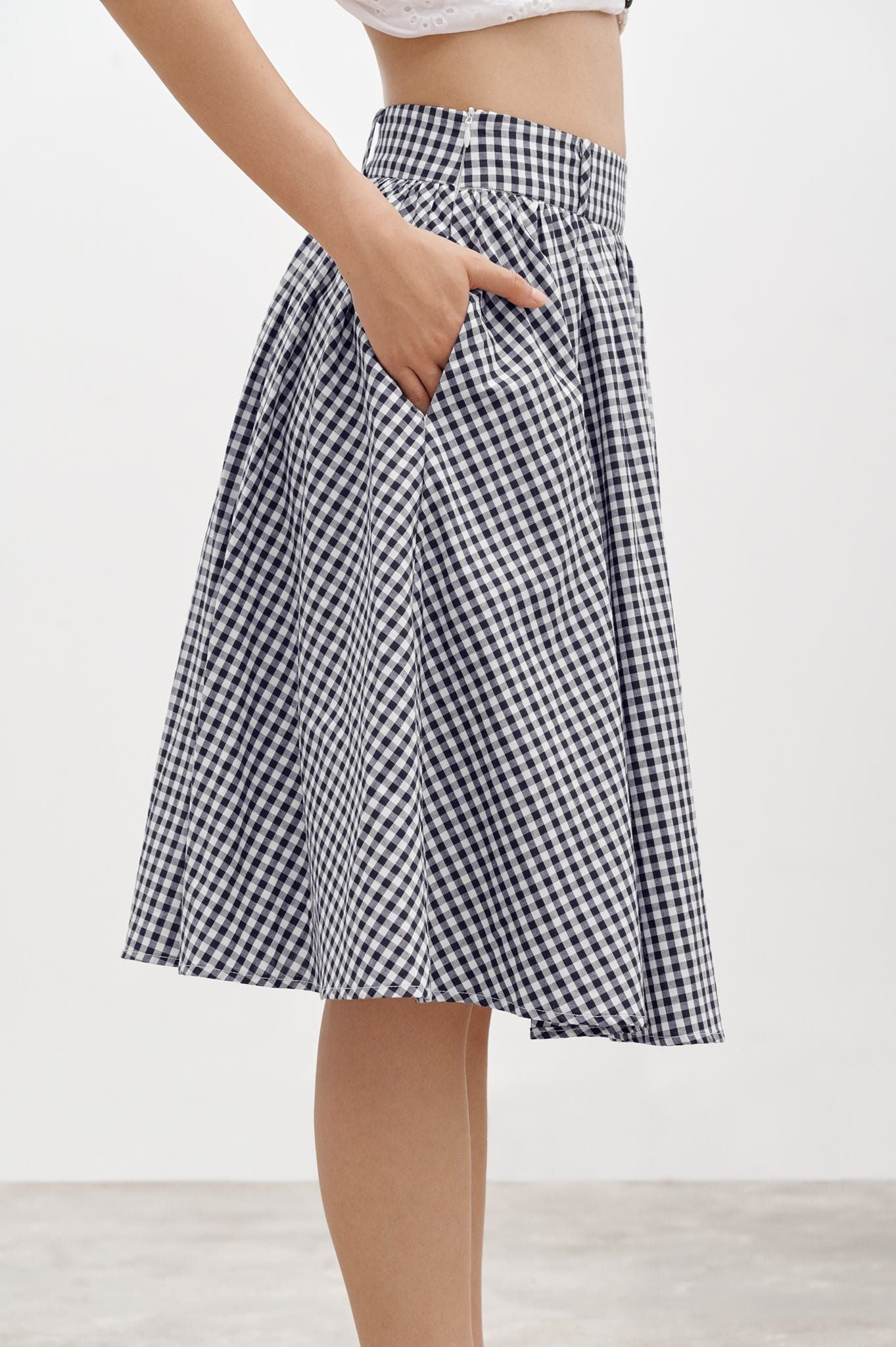  Gingham Mid-length Skirt 