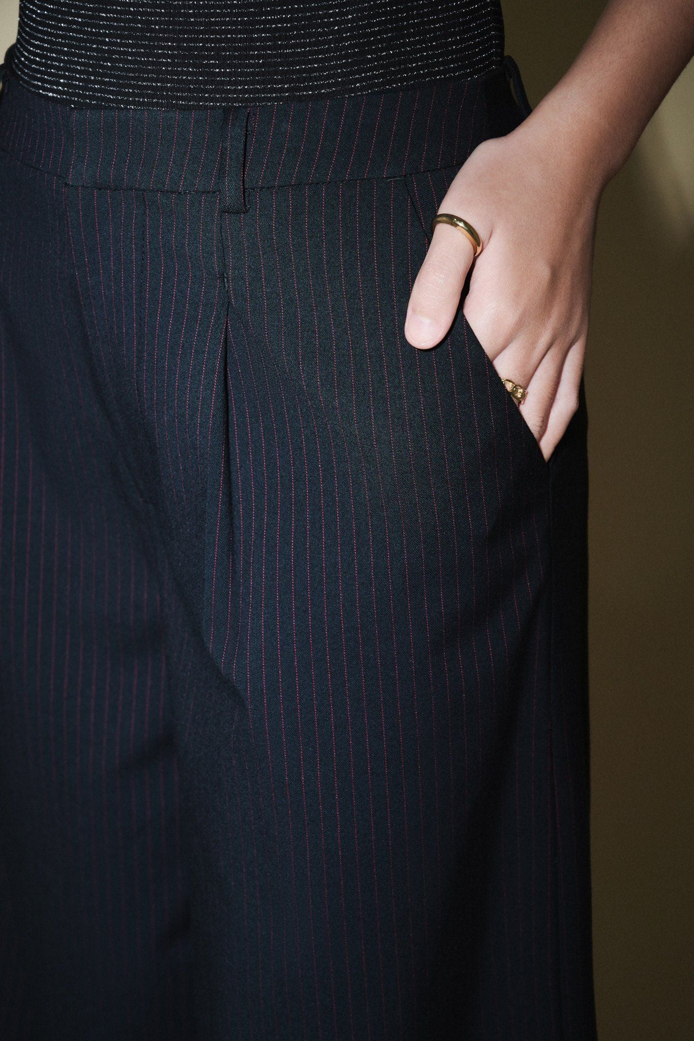  Striped Wide Leg Trousers 