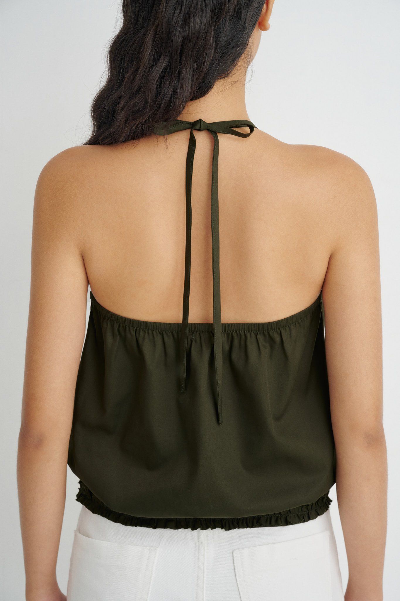  Olive Ruffle Top 