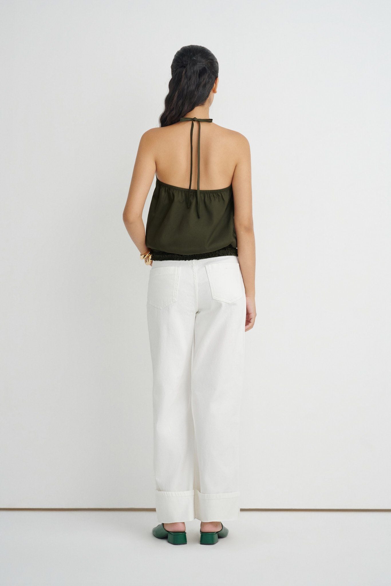  Olive Ruffle Top 