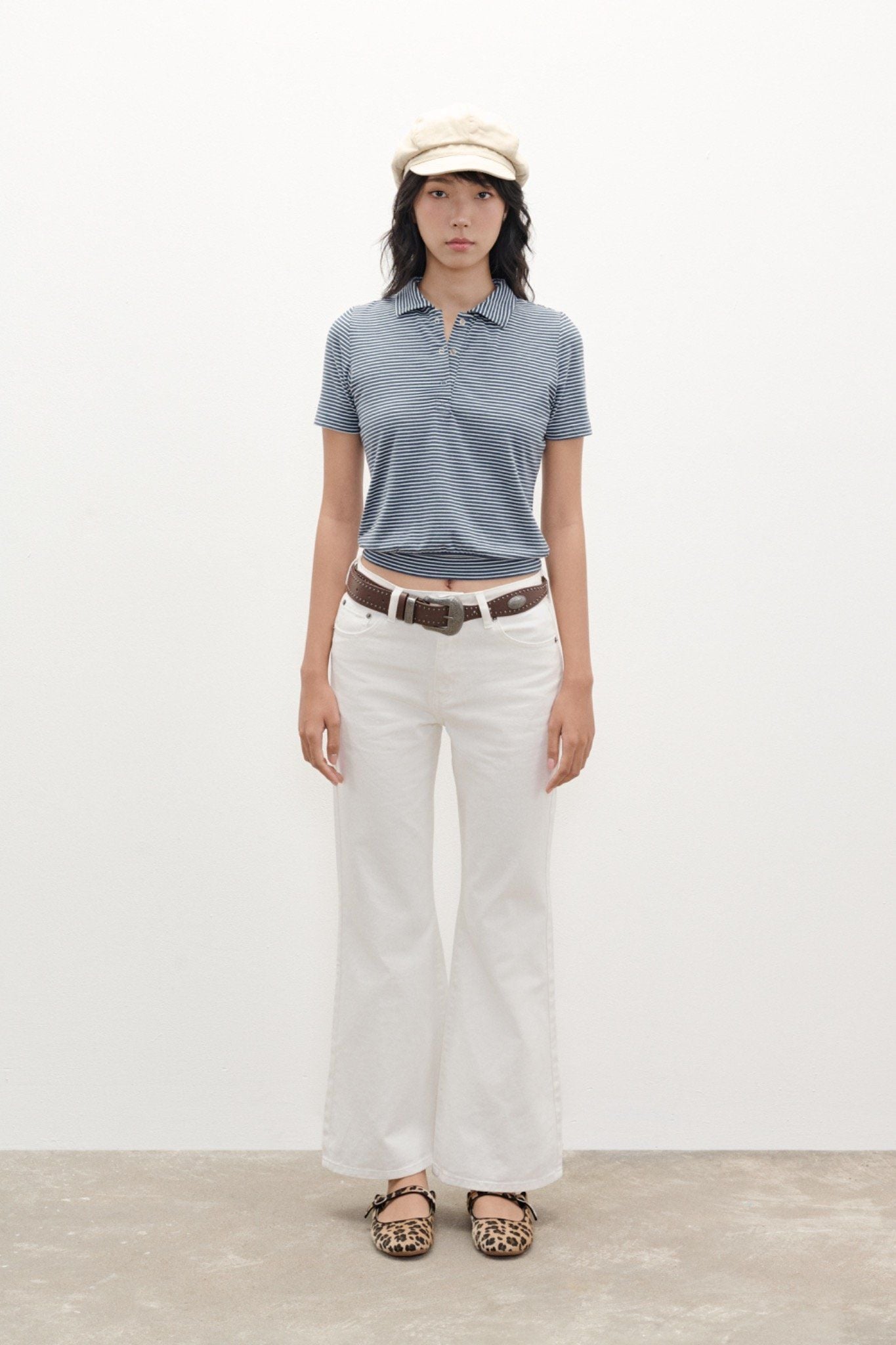  Blue Striped Polo Top 