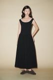  Black Boatneck Midi Dress 