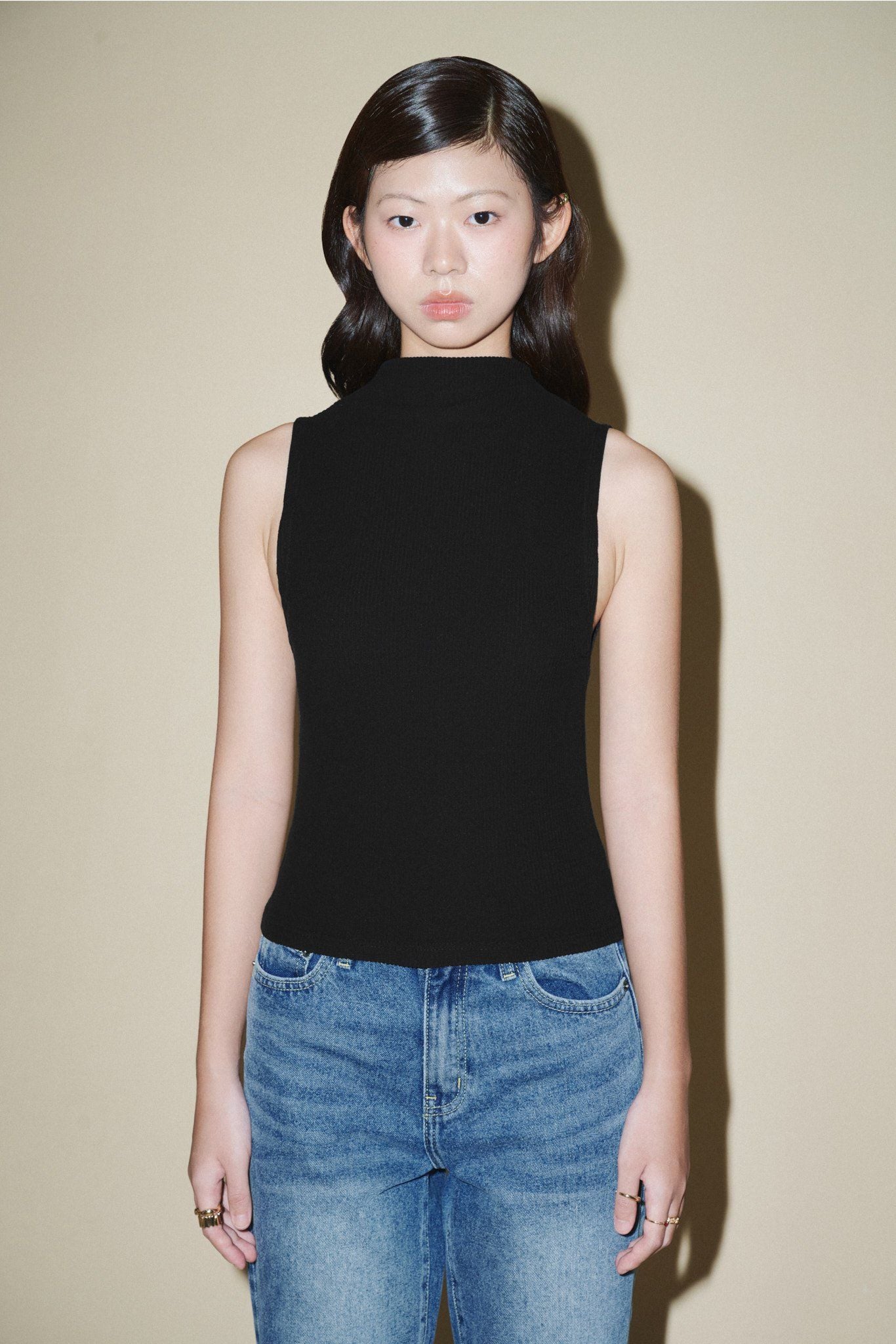  Black Mock Neck Top 